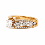 14K Two Tone White/Yellow Gold Modern Diamond Engagement Ring with 0.85Tw Round Diamonds - Miral Jewelry