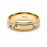 14K Two Tone White/Yellow Gold Satin Wedding Band - Miral Jewelry