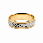 14K Two Tone White/Yellow Gold Satin Wedding Band - Miral Jewelry
