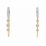14K Two Tone White/Yellow Gold Small Hoop Diamond Earrings with 0.33Tw Round Diamonds - Miral Jewelry