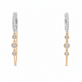 14K Two Tone White/Yellow Gold Small Hoop Diamond Earrings with 0.33Tw Round Diamonds - Miral Jewelry