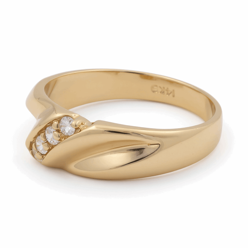 14K Two Tone White/Yellow Gold Wedding Band Ring with Cz - Miral Jewelry