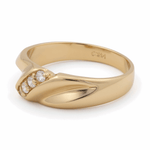 14K Two Tone White/Yellow Gold Wedding Band Ring with Cz - Miral Jewelry