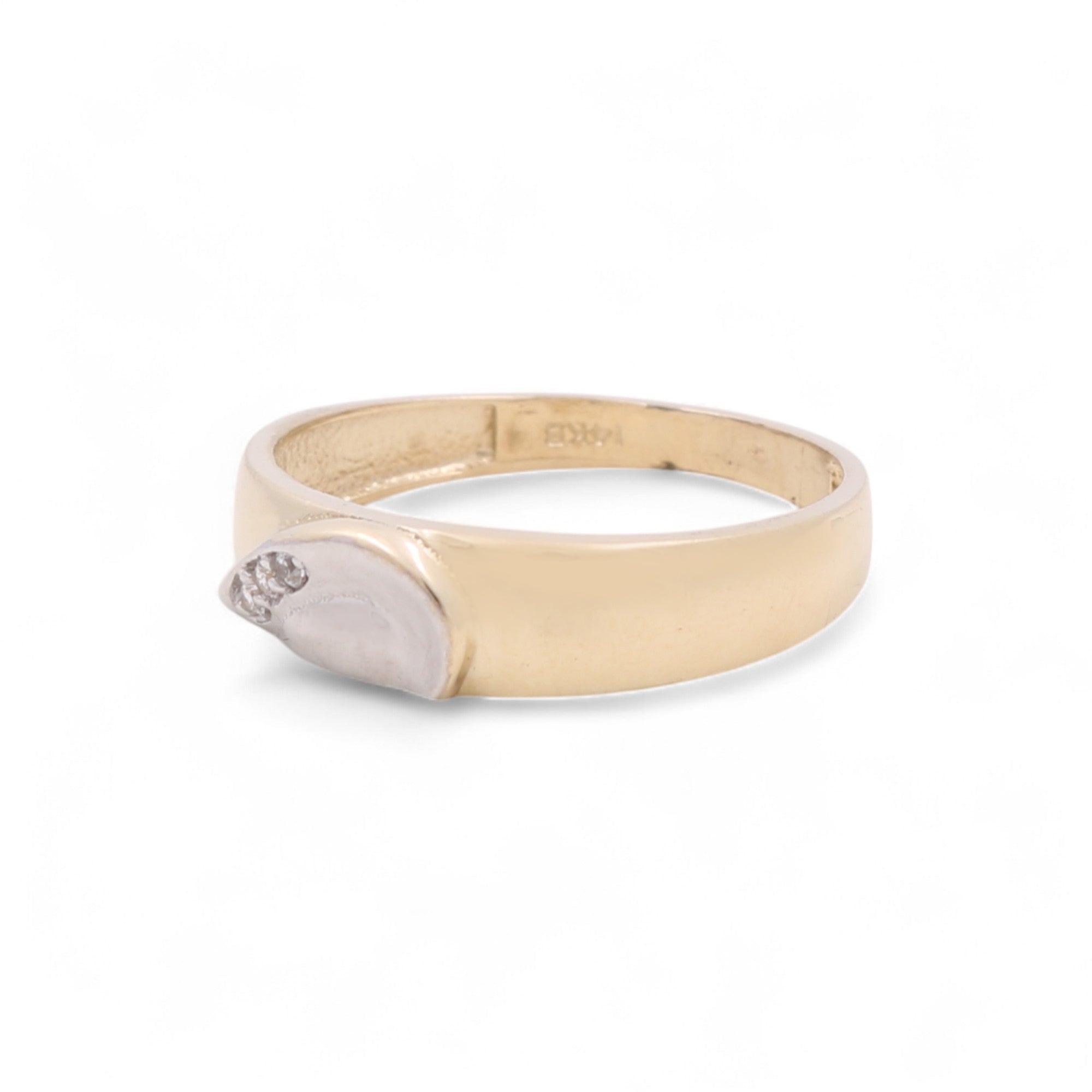 14K Two-Tone Gold Men's Two-Tone Wedding Band with CZ Accent 3.5 g – view 2
