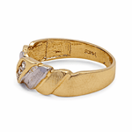 14K Two Tone White/Yellow Gold Wedding Band Ring with Cz - Miral Jewelry
