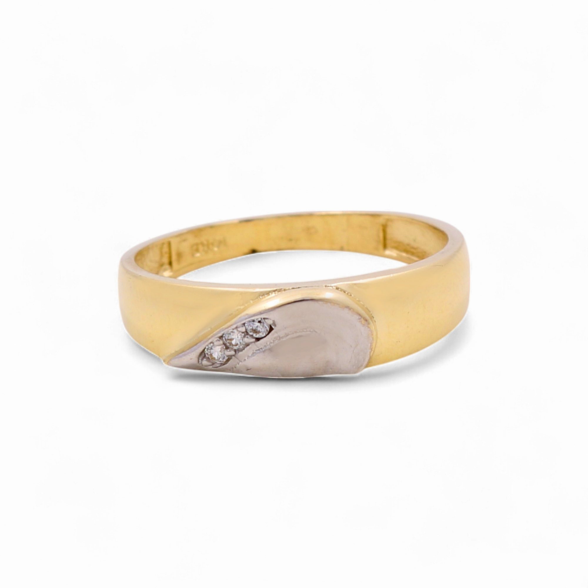 14K Two-Tone Gold Men's Two-Tone Wedding Band with CZ Accent 3.5 g
