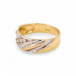 14K Two Tone White/Yellow Gold Wedding Band with CZ Ring - Miral Jewelry