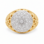 14K Two-Tone Gold Men's Rosette Diamond Dome Ring