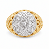 14K Two-Tone Gold Men's Rosette Diamond Dome Ring