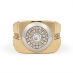 14k Two Tone White/Yellow Round Wit CZ Fashion Ring Men's - Miral Jewelry