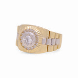 14k Two Tone White/Yellow Round with CZ Men's Fashion Ring - Miral Jewelry