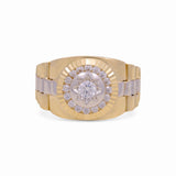 14k Two Tone White/Yellow Round with CZ Men's Fashion Ring - Miral Jewelry