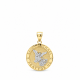 14K Two Tone White/Yellow Saint Michael Medal Pendant - Miral Jewelry