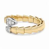 14K Two Tone White/Yellow Snake Diamond Fashion Ring with 0.12Tw Round Diamonds - Miral Jewelry