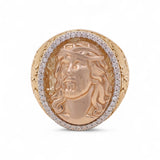 14k Two Tone Yellow/Rose Jesus Men's Ring - Miral Jewelry