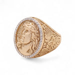 14k Two Tone Yellow/Rose Jesus Men's Ring - Miral Jewelry