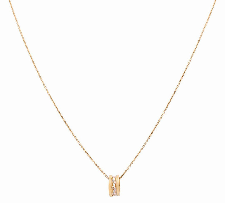 14K Two Tone Yellow/White Gold Greek Women's Necklace - Miral Jewelry