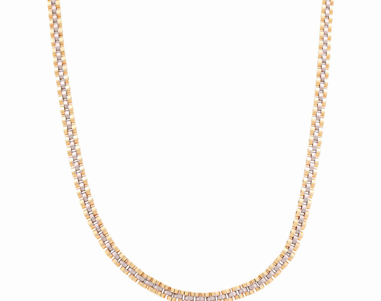 14k Two Tone Yellow/White Gold Italian Link Chain - Miral Jewelry