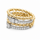 14K Two Tone Yellow/White Modern Diamond Fashion Ring with 0.06Tw Round Diamonds - Miral Jewelry