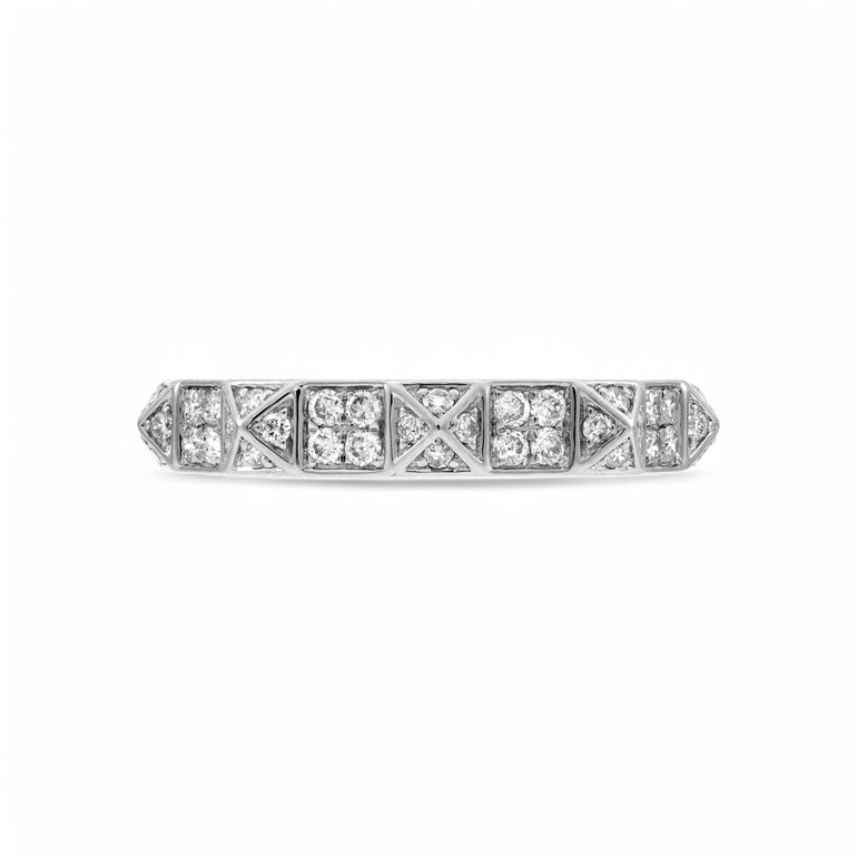 14K White Band Fashion Ring with 0.29Tw Round Diamonds - Miral Jewelry