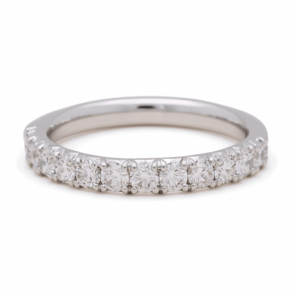 14K White Band Fashion Ring with 0.50Tw Round Diamonds - Miral Jewelry