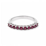 14K White Band Fashion Ring with 0.73Tw Round Rubys - Miral Jewelry