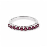 14K White Band Fashion Ring with 0.73Tw Round Rubys - Miral Jewelry