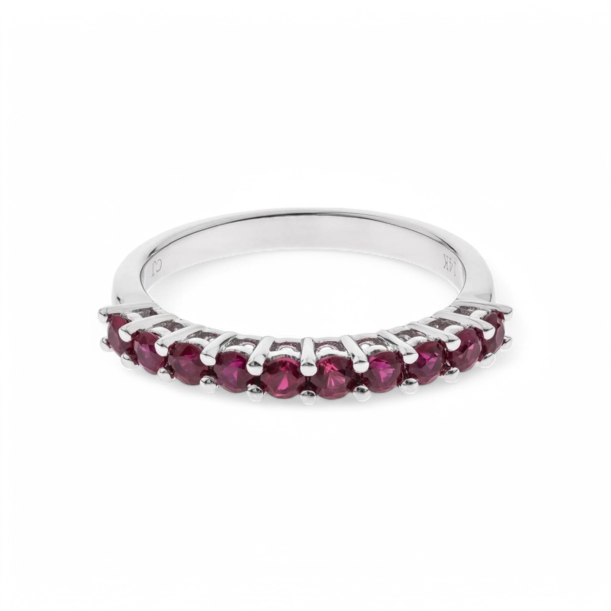 14K White Gold Ruby Half-Eternity Band 0.73 ct tw