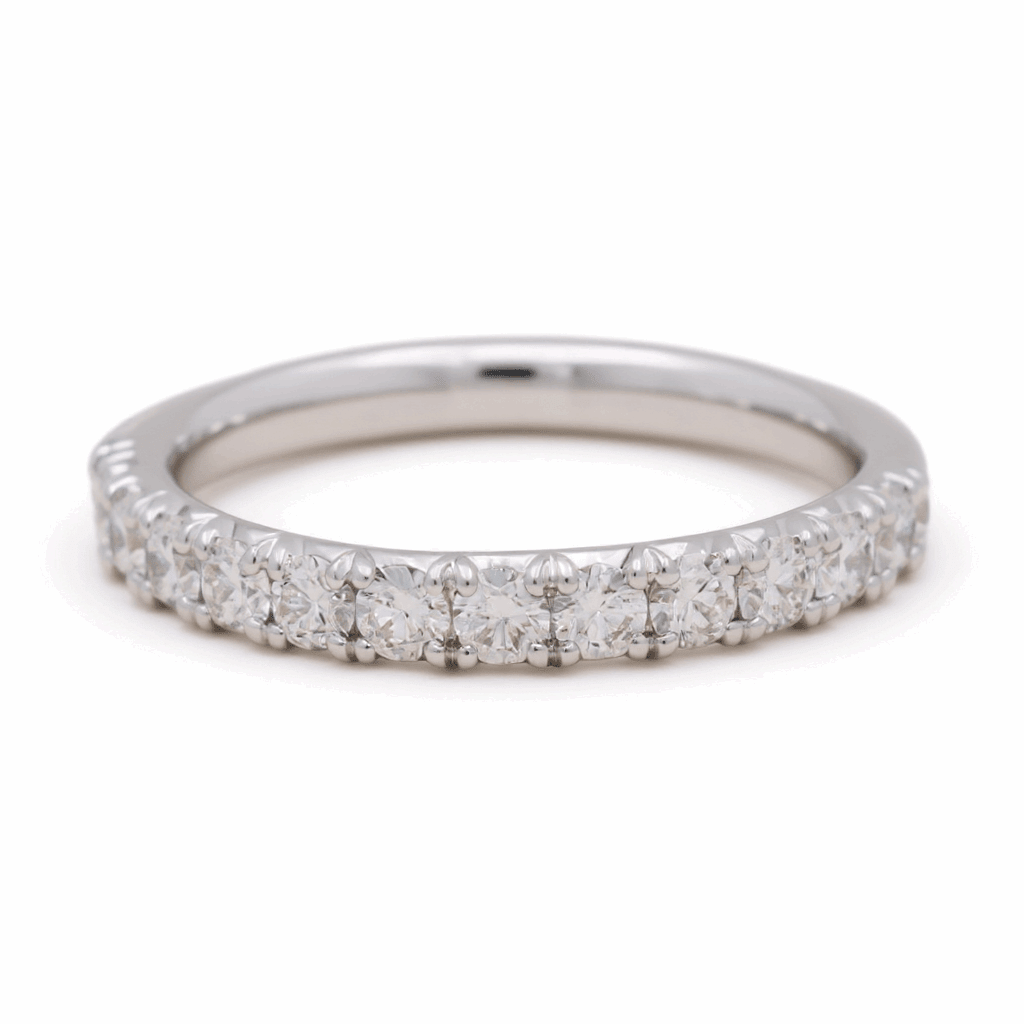 14K White Band Fashion Ring with 0.75Tw Round Diamonds - Miral Jewelry