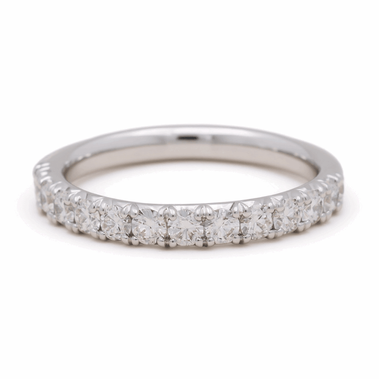 14K White Band Fashion Ring with 0.75Tw Round Diamonds - Miral Jewelry
