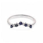 14K White Fashion Ring with 0.23Tw Round Sapphires and 0.04Tw Round Diamonds - Miral Jewelry