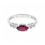 14K White Fashion Ring with 0.68Tw Marquise Rubys and 0.09Tw Round Diamonds - Miral Jewelry
