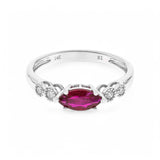 14K White Fashion Ring with 0.68Tw Marquise Rubys and 0.09Tw Round Diamonds - Miral Jewelry
