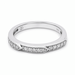 14K White Gold Band Diamond Fashion Ring with 0.16Tw Round Diamonds - Miral Jewelry