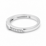 14K White Gold Band Diamond Fashion Ring with 0.16Tw Round Diamonds - Miral Jewelry