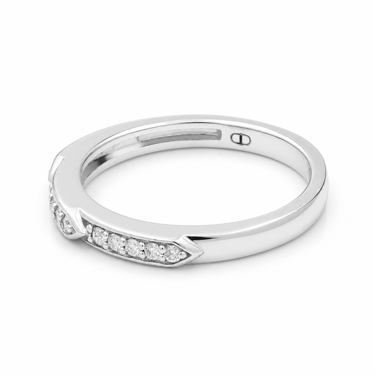 14K White Gold Band Diamond Fashion Ring with 0.16Tw Round Diamonds - Miral Jewelry