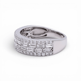 14K White Gold Band Rings with 1.52Tw Baguette Lab Diamonds and Round Lab Diamonds - Miral Jewelry