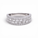 14K White Gold Band Rings with 1.52Tw Baguette Lab Diamonds and Round Lab Diamonds - Miral Jewelry