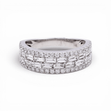 14K White Gold Band Rings with 1.52Tw Baguette Lab Diamonds and Round Lab Diamonds - Miral Jewelry