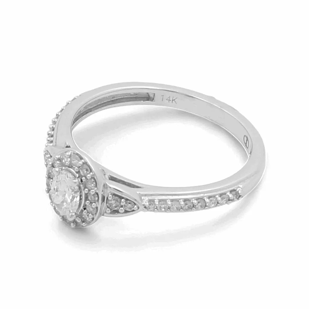 14K White Gold Bridal Woman Ring with Diamonds - Miral Jewelry