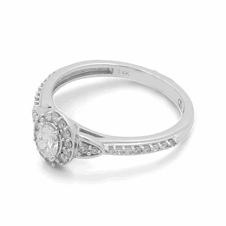 14K White Gold Bridal Woman Ring with Diamonds - Miral Jewelry