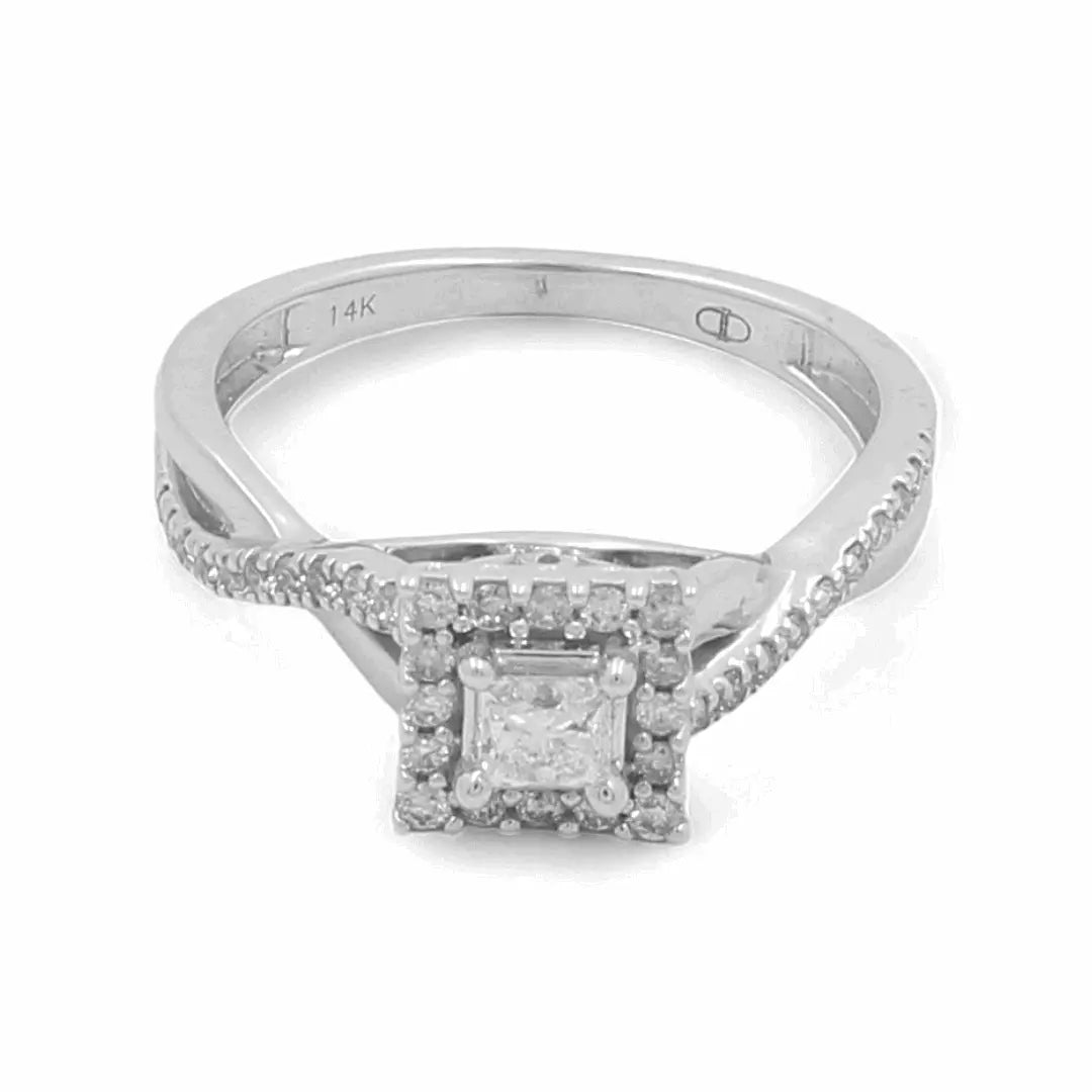 14K White Gold Bridal Woman Ring with Diamonds - Miral Jewelry
