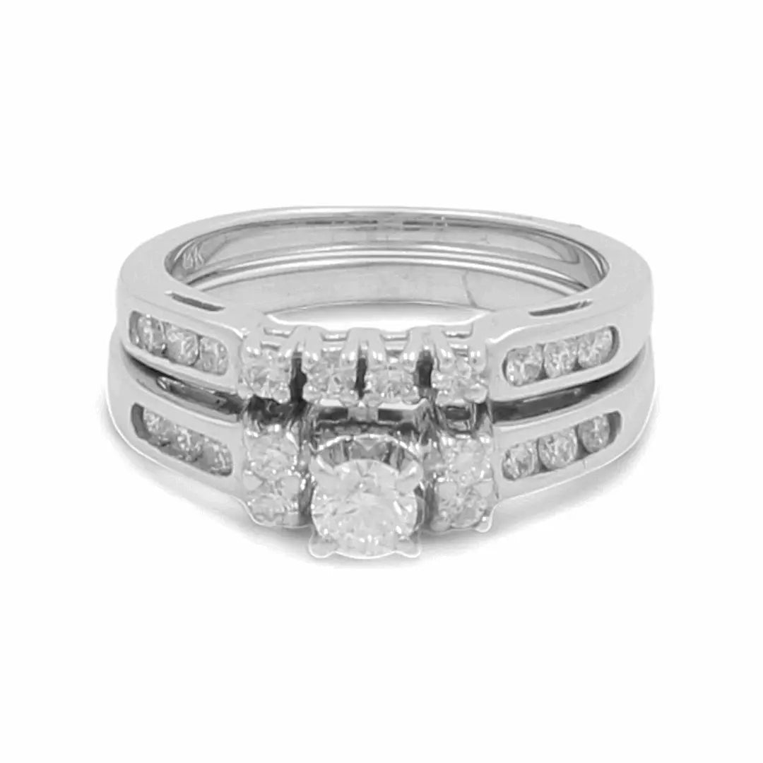 14K White Gold Bridal Woman Ring with Diamonds - Miral Jewelry