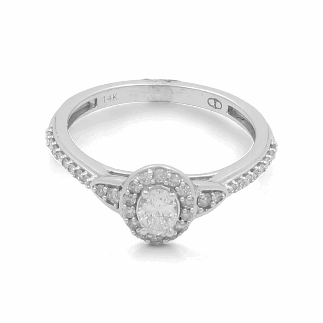 14K White Gold Bridal Woman Ring with Diamonds - Miral Jewelry