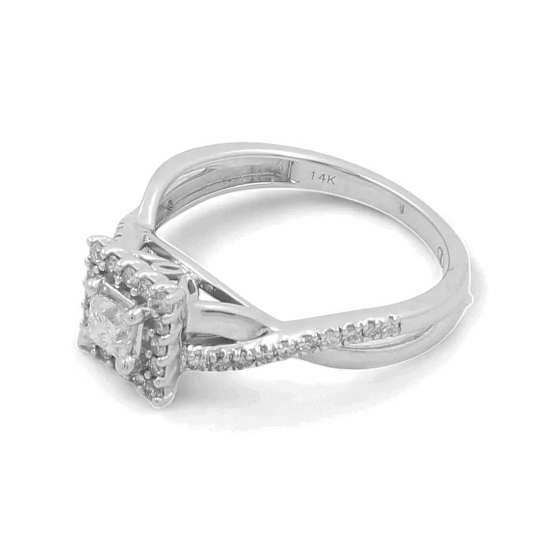 14K White Gold Bridal Woman Ring with Diamonds - Miral Jewelry