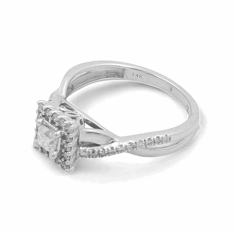 14K White Gold Bridal Woman Ring with Diamonds - Miral Jewelry