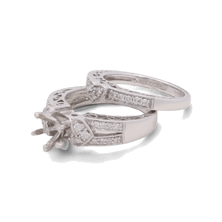 14K White Gold Bridal Woman Ring with Diamonds - Miral Jewelry
