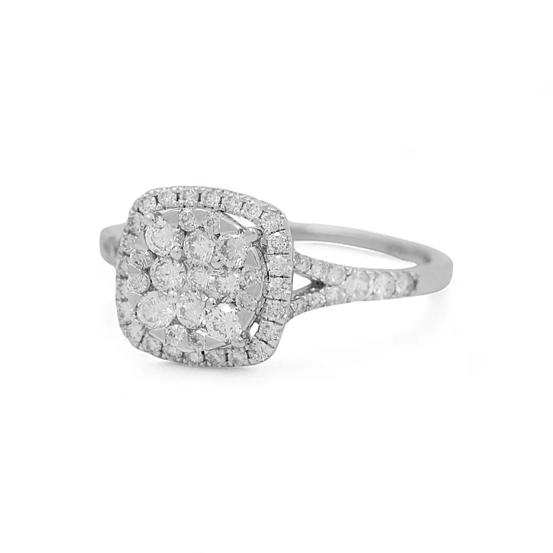 14K White Gold Cushion Halo Diamond Engagement Ring 0.95 ct tw – view 2