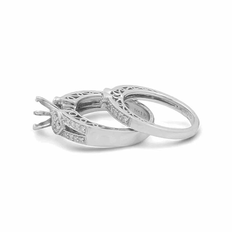 14K White Gold Bridal Woman Ring with Diamonds - Miral Jewelry