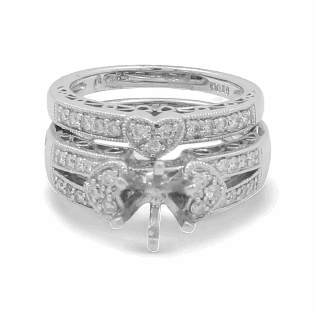 14K White Gold Bridal Woman Ring with Diamonds - Miral Jewelry